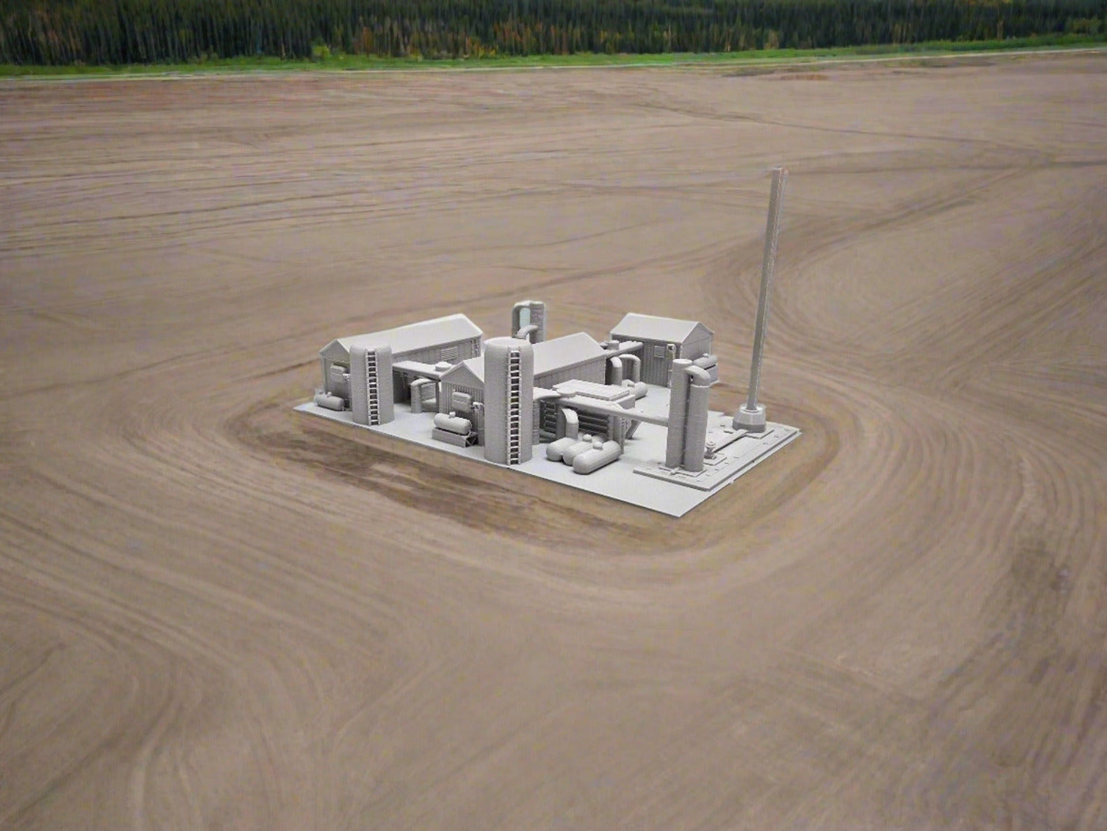 Small model of a building on a white surface.