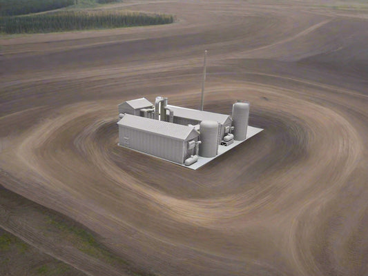 Model of a small industrial complex on a white surface 