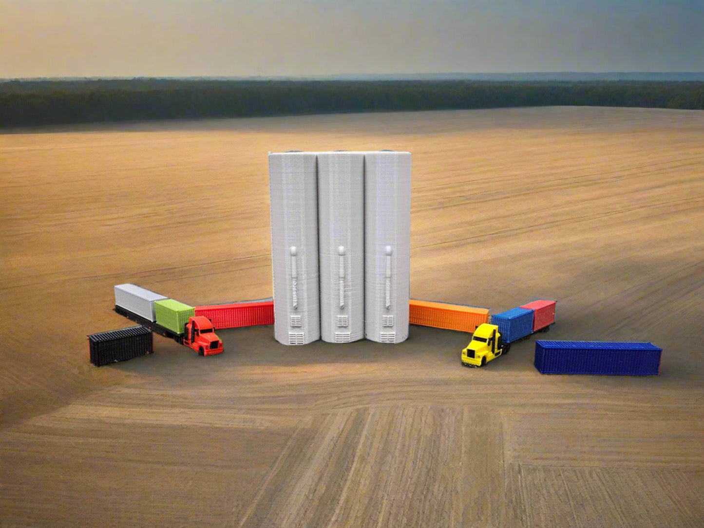 Z scale 3 Grain Trackside Elevators